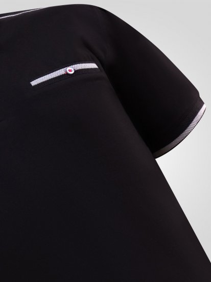 D555 Potts Jersey Polo With Jacquard Collar & Cuffs Μαύρο - Πόλο μπλουζάκια - Aνδρικά μπλουζακια πολο μεγάλα μεγέθη