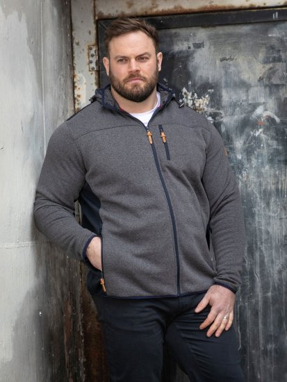 D555 Conrad Detachable Hood Bonded Fleece Zip Through Hoody Μπλε μαρέν - φούτερ/Φούτερ με κουκούλα - φούτερ/Φούτερ με κουκούλα ανδρικά μεγάλα μεγέθη 