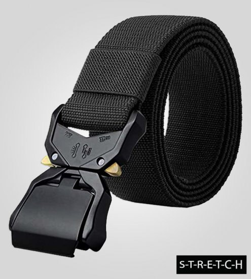 D555 Dale Tactical Stretch Webbing Belt with Heavy Duty Quick Release Buckle Black - Ζώνες - Ανδρικές ζώνες μεγάλα μεγέθη