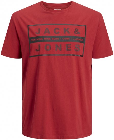 Jack & Jones JJSTORM TEE Red - Μακό μπλουζάκια - Aνδρικά μπλουζεσ μεγάλα μεγέθη