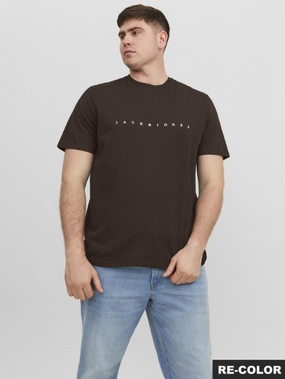 Jack & Jones STAR T-shirt Brown - Μακό μπλουζάκια - Aνδρικά μπλουζεσ μεγάλα μεγέθη