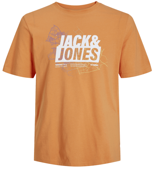Jack & Jones JCOMAP LOGO T-Shirt Tangerine - Μακό μπλουζάκια - Aνδρικά μπλουζεσ μεγάλα μεγέθη