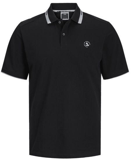 Jack & Jones JCOHASS LOGO Polo Black - Πόλο μπλουζάκια - Aνδρικά μπλουζακια πολο μεγάλα μεγέθη