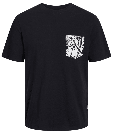 Jack & Jones JORLAFAYETTE POCKET T-Shirt Black - Μακό μπλουζάκια - Aνδρικά μπλουζεσ μεγάλα μεγέθη