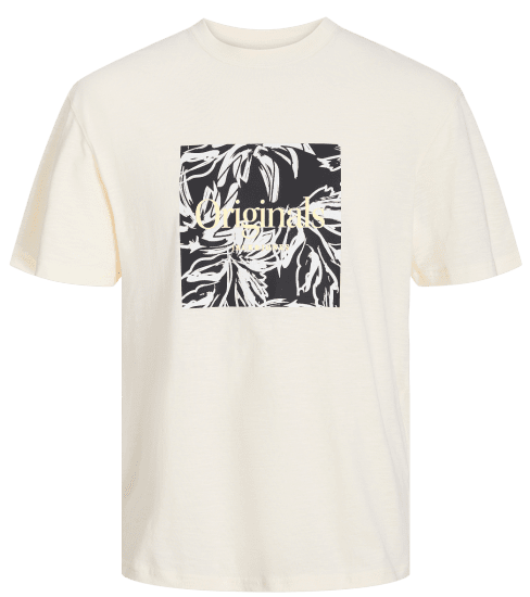 Jack & Jones JORLAFAYETTE BRANDING T-Shirt Buttercream - Μακό μπλουζάκια - Aνδρικά μπλουζεσ μεγάλα μεγέθη