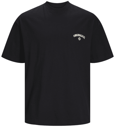 Jack & Jones JORSANTORINI BACK T-Shirt Black - Μακό μπλουζάκια - Aνδρικά μπλουζεσ μεγάλα μεγέθη