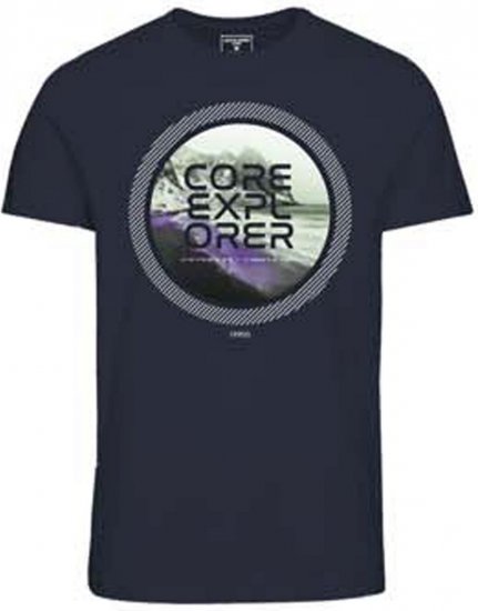 Jack & Jones JCOLOGO PRINT T-Shirt Navy Blazer - Μακό μπλουζάκια - Aνδρικά μπλουζεσ μεγάλα μεγέθη