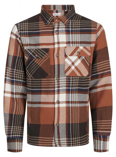 Jack & Jones Darren Flannel Overshirt καφέ - Πουκάμισα - Aνδρικά πουκαμισα μεγαλα μεγάλα μεγέθη