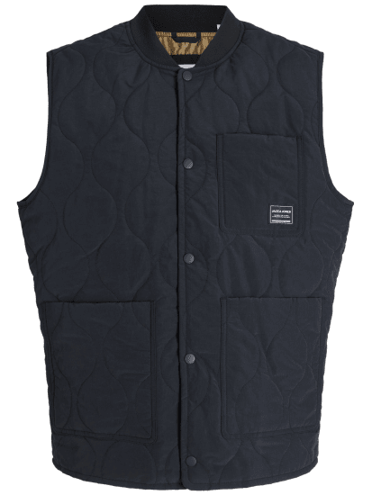 Jack & Jones Hero Liner Quilted Gilet Vest Black - Αμάνικα μπουφάν - Γιλέκα σε μεγάλα μεγέθη