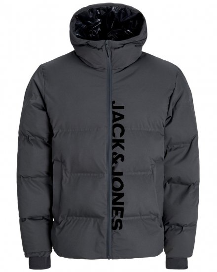 Jack & Jones Kaito Puffer Jacket Asphalt With Print - Μπουφάν - Aνδρικά μπουφαν μεγάλα μεγέθη