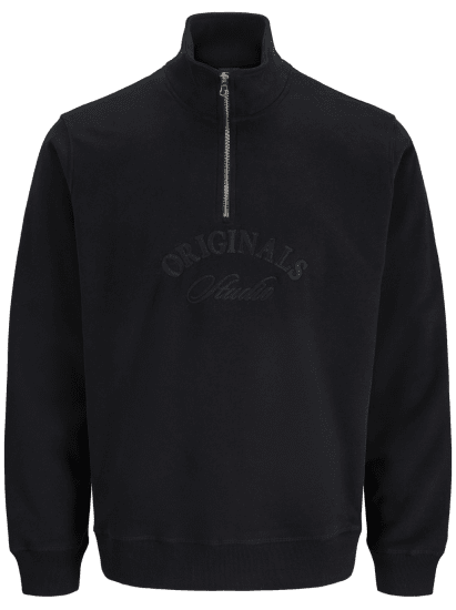 Jack & Jones Bleecker Branding High Neck Sweatshirt Black - φούτερ/Φούτερ με κουκούλα - φούτερ/Φούτερ με κουκούλα ανδρικά μεγάλα μεγέθη 