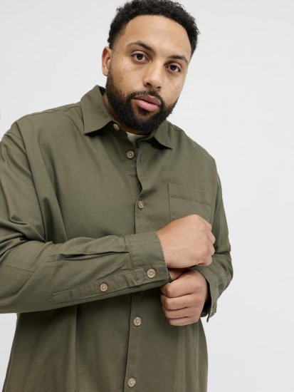 Jack & Jones Tristan Overshirt χακί - Πουκάμισα - Aνδρικά πουκαμισα μεγαλα μεγάλα μεγέθη