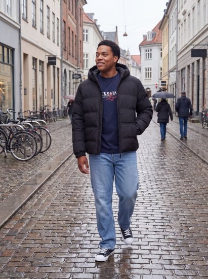 Jack & Jones Sage Μπουφάν puffer Μαύρο - Μπουφάν - Aνδρικά μπουφαν μεγάλα μεγέθη