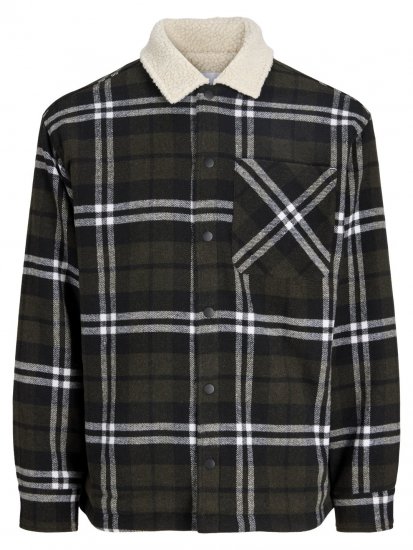 Jack & Jones Zac Teddy Πουκάμισο-τζάκετ Πράσινο - Μπουφάν - Aνδρικά μπουφαν μεγάλα μεγέθη