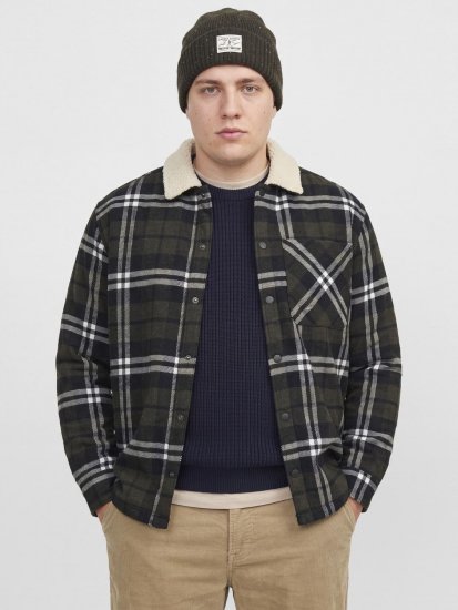 Jack & Jones Zac Teddy Πουκάμισο-τζάκετ Πράσινο - Μπουφάν - Aνδρικά μπουφαν μεγάλα μεγέθη