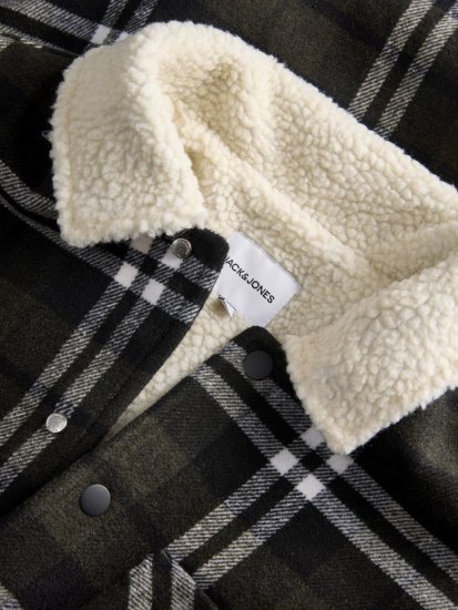 Jack & Jones Zac Teddy Πουκάμισο-τζάκετ Πράσινο - Μπουφάν - Aνδρικά μπουφαν μεγάλα μεγέθη
