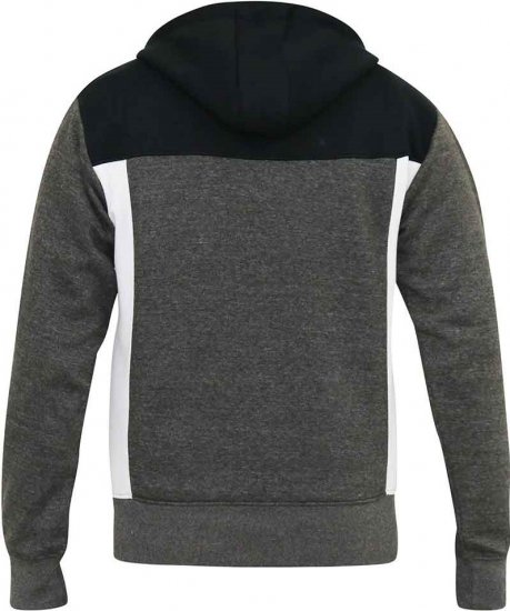 D555 NATHAN Full Zip Hoody With Cut And Sew Detail Black/Charcoal - φούτερ/Φούτερ με κουκούλα - φούτερ/Φούτερ με κουκούλα ανδρικά μεγάλα μεγέθη 