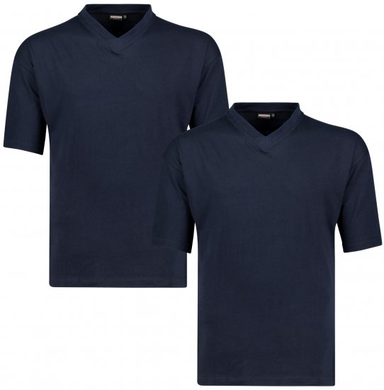 Adamo Maverick Comfort fit 2-pack V-neck T-shirt Navy - Μακό μπλουζάκια - Aνδρικά μπλουζεσ μεγάλα μεγέθη