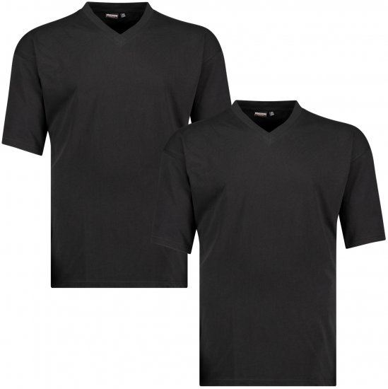 Adamo Maverick Comfort fit 2-pack V-neck T-shirt Black - Μακό μπλουζάκια - Aνδρικά μπλουζεσ μεγάλα μεγέθη