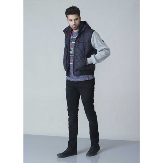 D555 Willie Hooded Quilted Jacket with Fleece sleeves - Μπουφάν - Aνδρικά μπουφαν μεγάλα μεγέθη