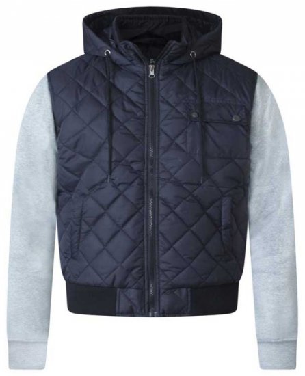 D555 Willie Hooded Quilted Jacket with Fleece sleeves - Μπουφάν - Aνδρικά μπουφαν μεγάλα μεγέθη