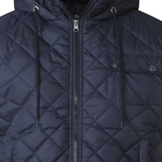 D555 Willie Hooded Quilted Jacket with Fleece sleeves - Μπουφάν - Aνδρικά μπουφαν μεγάλα μεγέθη