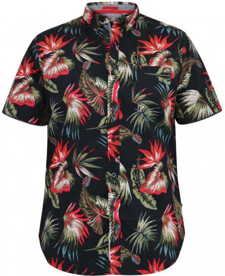 D555 LENNOX Hawaiian AO Print Shirt Black - Πουκάμισα - Aνδρικά πουκαμισα μεγαλα μεγάλα μεγέθη