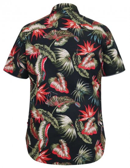 D555 LENNOX Hawaiian AO Print Shirt Black - Πουκάμισα - Aνδρικά πουκαμισα μεγαλα μεγάλα μεγέθη