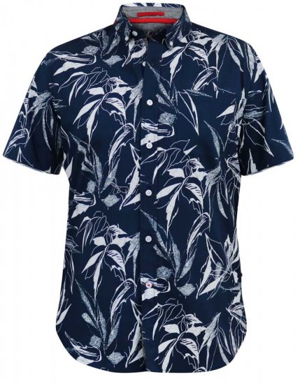 D555 FINLEY Hawaiian AO Print Shirt Navy - Πουκάμισα - Aνδρικά πουκαμισα μεγαλα μεγάλα μεγέθη