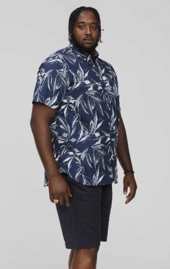 D555 FINLEY Hawaiian AO Print Shirt Navy - Πουκάμισα - Aνδρικά πουκαμισα μεγαλα μεγάλα μεγέθη