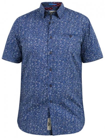 D555 KYLE S/S Micro AO Print Shirt Blue - Πουκάμισα - Aνδρικά πουκαμισα μεγαλα μεγάλα μεγέθη