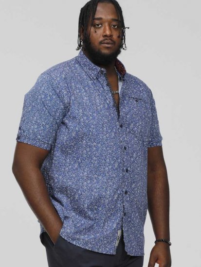 D555 KYLE S/S Micro AO Print Shirt Blue - Πουκάμισα - Aνδρικά πουκαμισα μεγαλα μεγάλα μεγέθη