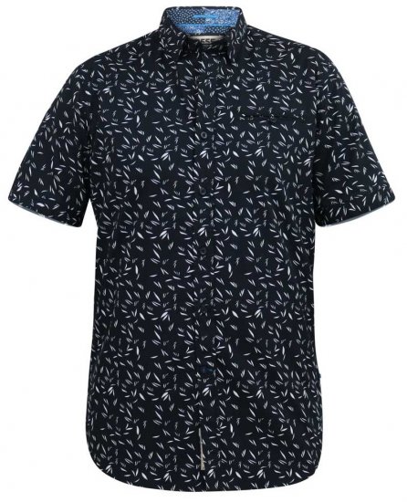 D555 BEAU S/S AO Leaf Print Shirt Navy - Πουκάμισα - Aνδρικά πουκαμισα μεγαλα μεγάλα μεγέθη