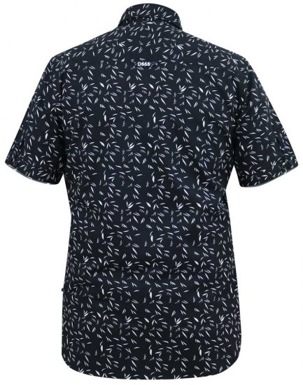 D555 BEAU S/S AO Leaf Print Shirt Navy - Πουκάμισα - Aνδρικά πουκαμισα μεγαλα μεγάλα μεγέθη