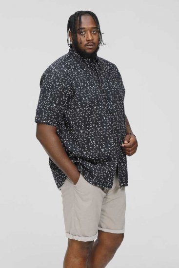 D555 BEAU S/S AO Leaf Print Shirt Navy - Πουκάμισα - Aνδρικά πουκαμισα μεγαλα μεγάλα μεγέθη