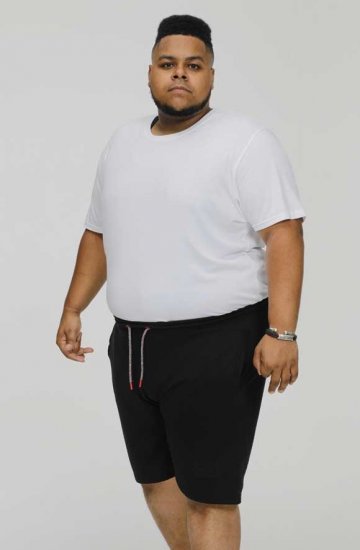 D555 STEFAN1 Elasticated Waist Loop Back Shorts Black - Αθλητικές φόρμες/σορτσάκια - Αθλητικές Φόρμες ανδρικεσ μεγάλα μεγέθη