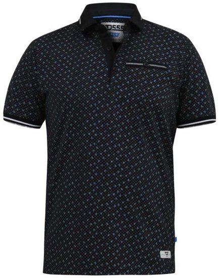 D555 WILSON AO Printed Polo Shirt Black - Πόλο μπλουζάκια - Aνδρικά μπλουζακια πολο μεγάλα μεγέθη