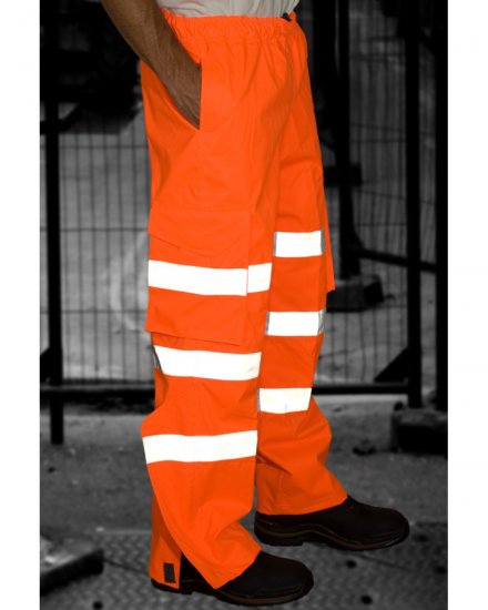 Leo Instow Breathable Executive Cargo Rain pants Hi-Vis Orange - Ρούχα εργασίας - Aνδρικά ρούχα εργασίας μεγάλα μεγέθη