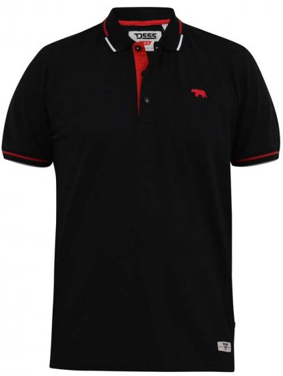 D555 SALFORD 2 Pique Polo Black - Πόλο μπλουζάκια - Aνδρικά μπλουζακια πολο μεγάλα μεγέθη