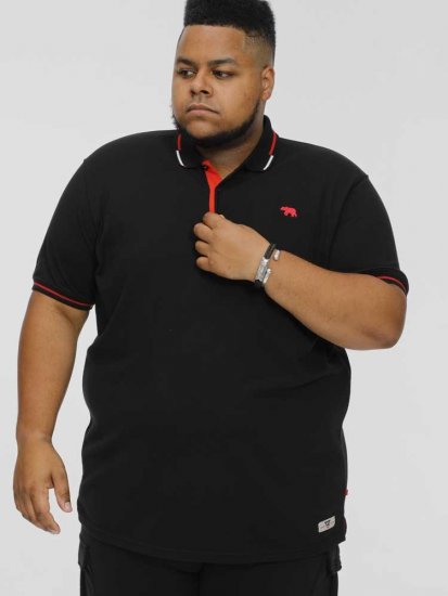 D555 SALFORD 2 Pique Polo Black - Πόλο μπλουζάκια - Aνδρικά μπλουζακια πολο μεγάλα μεγέθη