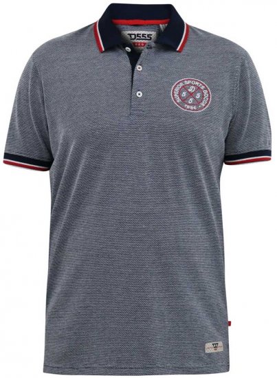 D555 KEMSTON Birds Eye Pique Polo Navy/White - Πόλο μπλουζάκια - Aνδρικά μπλουζακια πολο μεγάλα μεγέθη