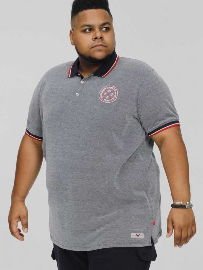 D555 KEMSTON Birds Eye Pique Polo Navy/White - Πόλο μπλουζάκια - Aνδρικά μπλουζακια πολο μεγάλα μεγέθη