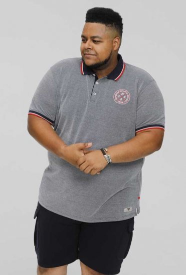 D555 KEMSTON Birds Eye Pique Polo Navy/White - Πόλο μπλουζάκια - Aνδρικά μπλουζακια πολο μεγάλα μεγέθη