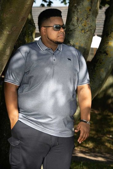 D555 GIBRALTAR Pique Polo Blue - Πόλο μπλουζάκια - Aνδρικά μπλουζακια πολο μεγάλα μεγέθη