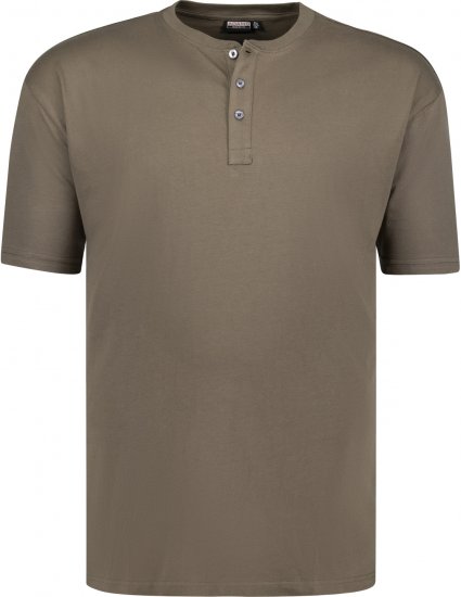 Adamo Silas Regular fit Serafino T-shirt Khaki - Μακό μπλουζάκια - Aνδρικά μπλουζεσ μεγάλα μεγέθη
