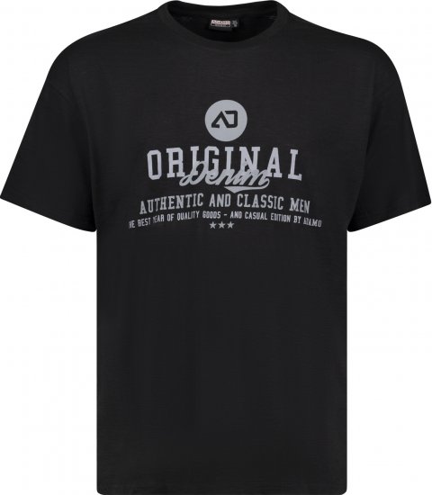 Adamo Sandro Regular fit Slub effect T-shirt Black - Μακό μπλουζάκια - Aνδρικά μπλουζεσ μεγάλα μεγέθη