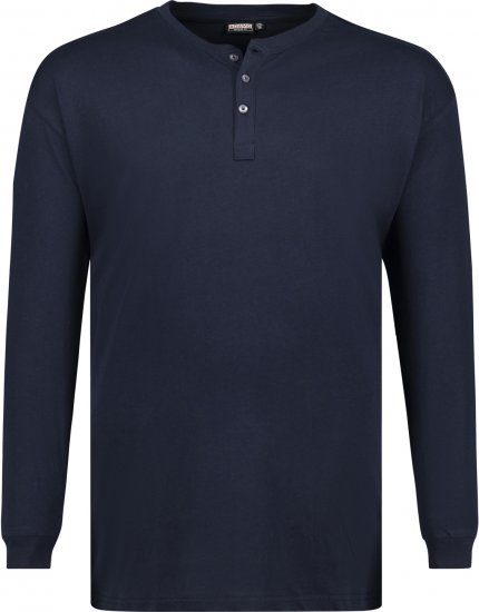 Adamo Sven Regular fit Serafino Long sleeve T-shirt Navy - Μακό μπλουζάκια - Aνδρικά μπλουζεσ μεγάλα μεγέθη
