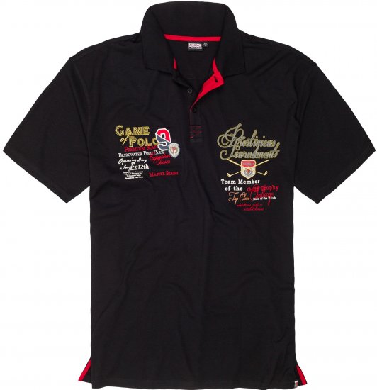 Adamo DURBAN Regular fit Polo Shirt Black - Πόλο μπλουζάκια - Aνδρικά μπλουζακια πολο μεγάλα μεγέθη