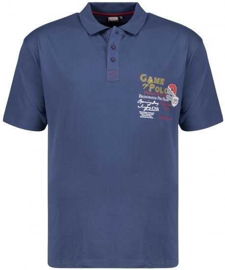Adamo Perth Printed Polo Shirt Denim Blue - Πόλο μπλουζάκια - Aνδρικά μπλουζακια πολο μεγάλα μεγέθη
