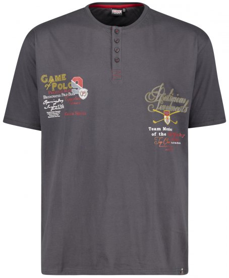 Adamo Dundee Printed Serafino T-shirt Charcoal - Μακό μπλουζάκια - Aνδρικά μπλουζεσ μεγάλα μεγέθη